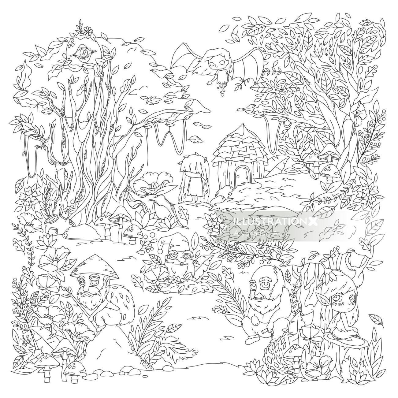 Line drawing for Ang INKredible Coloring Book
