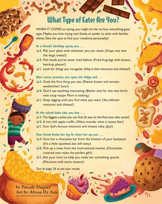 decorative illustration of eating habits quiz 
