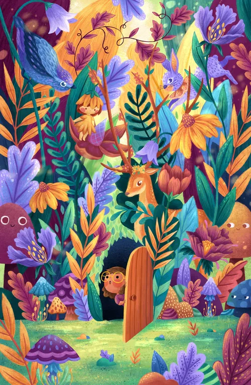 Naturillustration eines Waldhauses