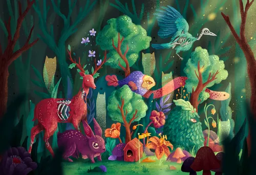Naturillustrationen von Tieren sind draußen