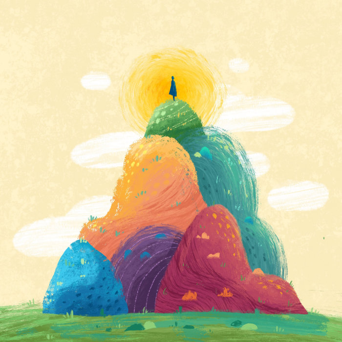 虹の丘の自然イラスト