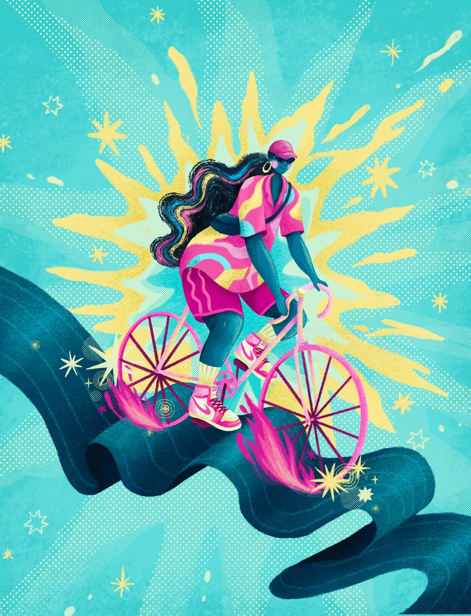 Ilustración colorida de ciclo cósmico realizada por Alyssa De Asis