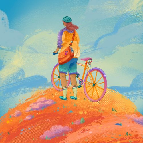 Person with bicycle on hilltop by Alyssa De Asis