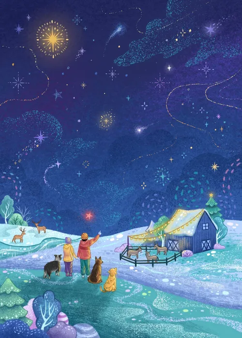 Weihnachtliche Landschaftsatmosphäre für Kinder im mittleren Schulalter