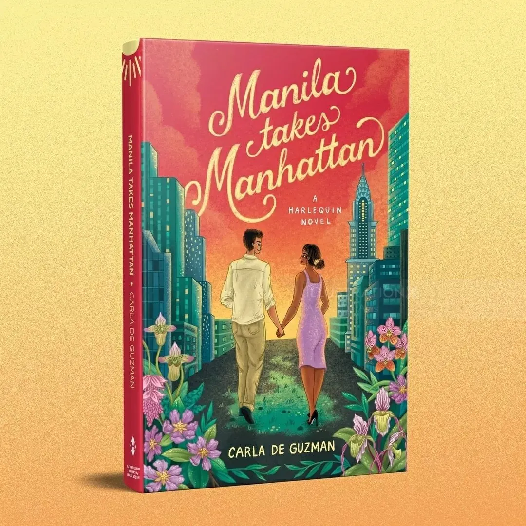 Boldly illustrated cover of "Manila Takes Manhattan"