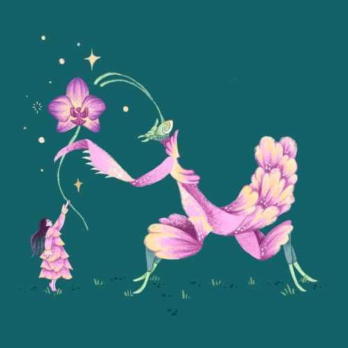 Whimsical floral and bird spirits illustration by Alyssa De Asis
