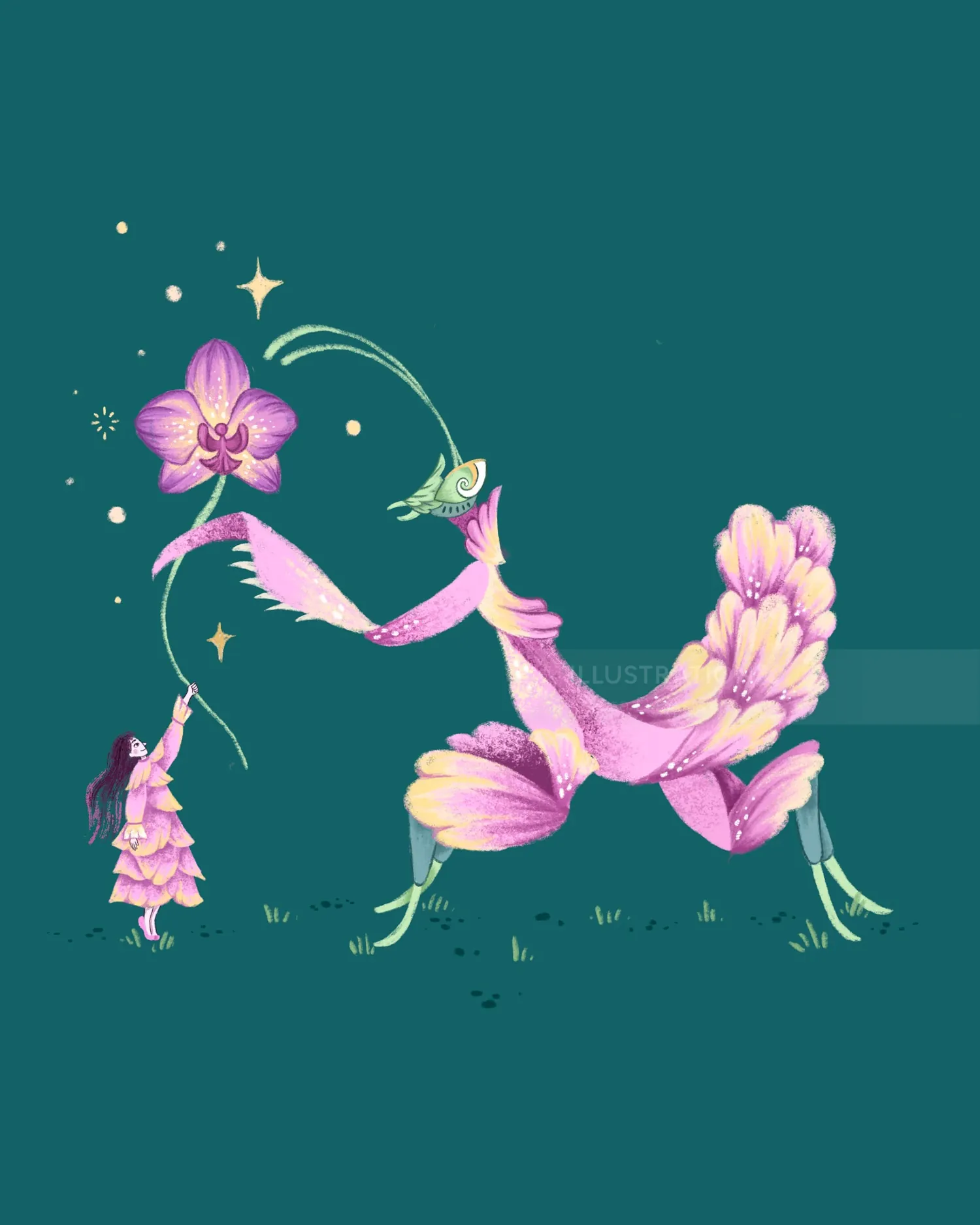 Ilustración caprichosa de espíritus florales y de pájaros por Alyssa De Asis