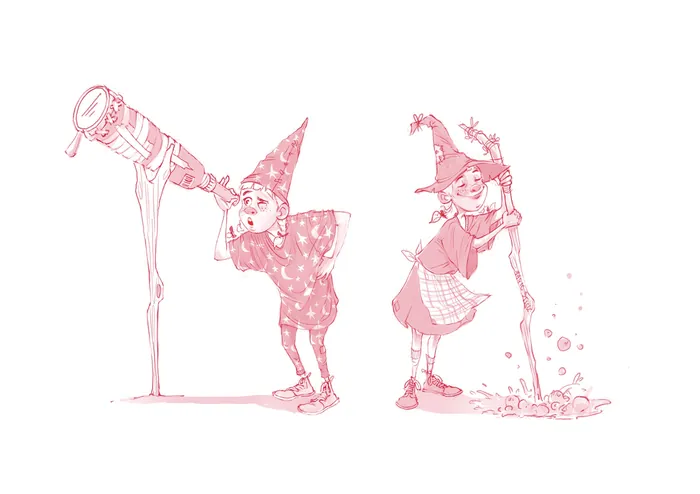 Children in costumes playing with water from a telescope and hose