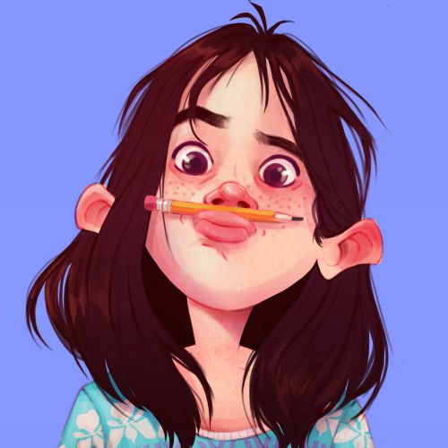 Girl balancing pencil on upper lip with playful expression