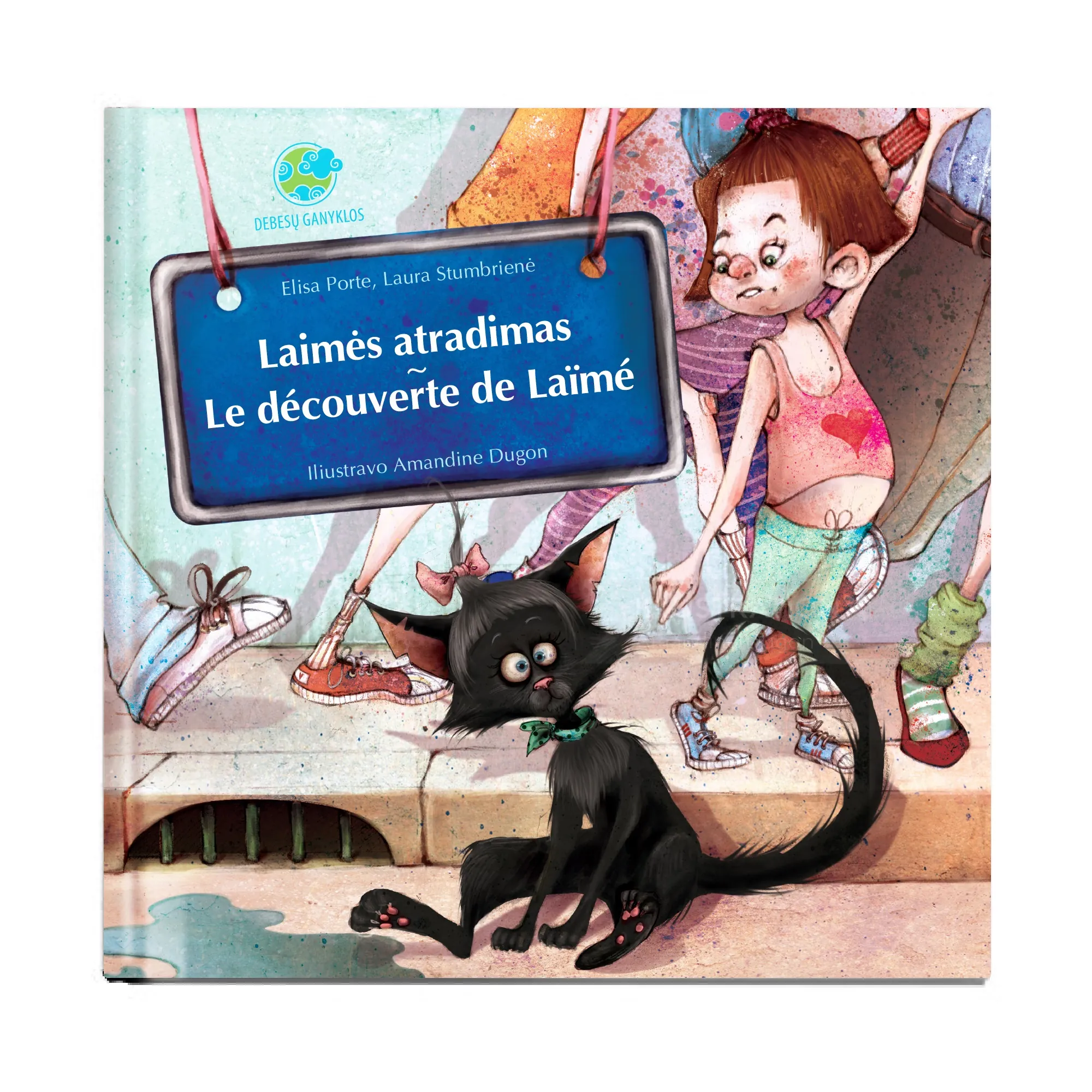Illustration of a black cat and a child with bandages by Amandine Dugon
