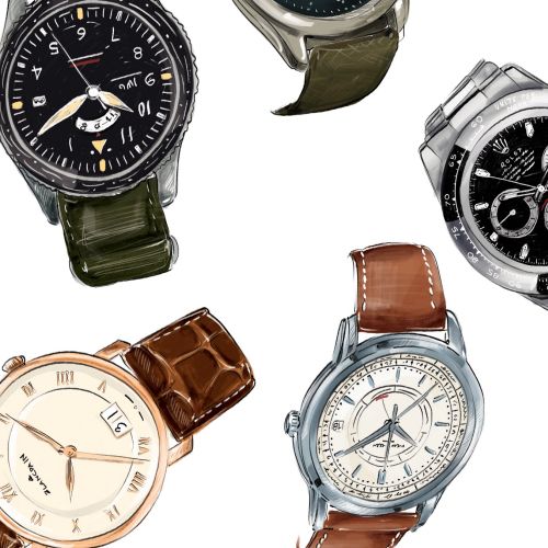 Collage design of men's wrist watches