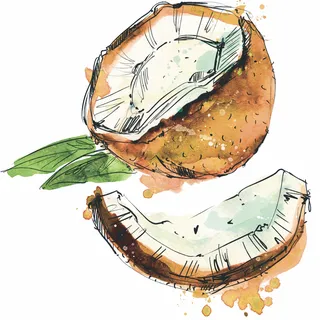 Food painting of broken coconut