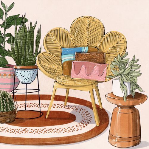 Illustration of plants in house

