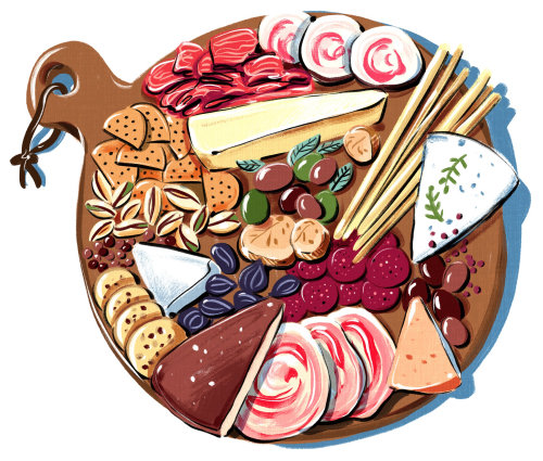 charcuterie, cheese, meat, ham, olives, crackers, tapas, culinary, snack, bologna, fig, bright, insp