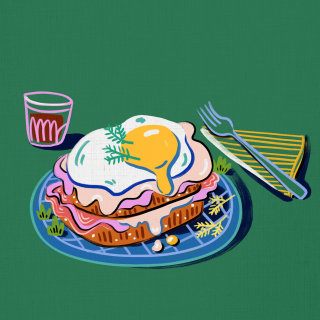 鸡蛋三明治食物插画