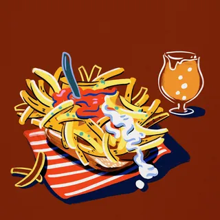 Cheese French fries food and drink illustration