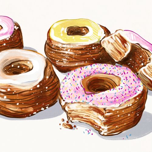 Painting in watercolor of Cronut