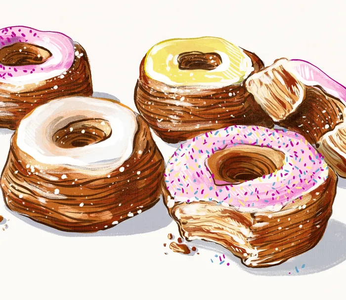 Painting in watercolor of Cronut