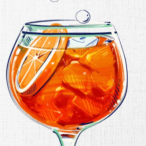 Sketch of refreshing drink 'Aperol Spritz'