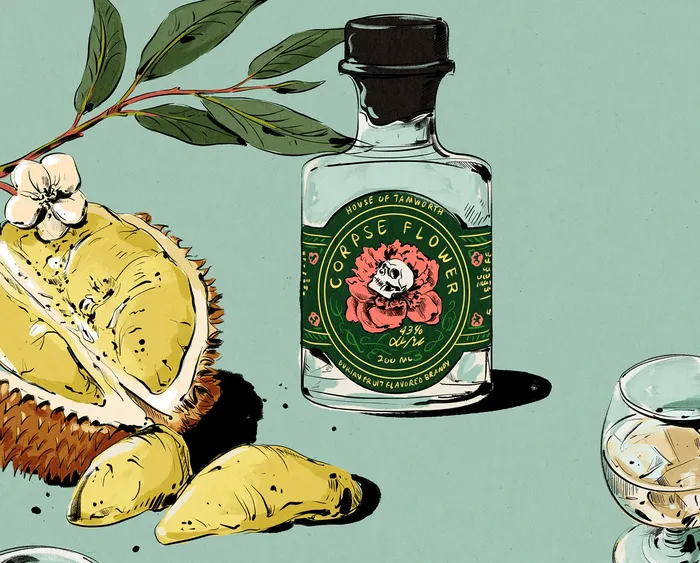 Packaging of Corpse Flower Durian Fruit flavored Brandy