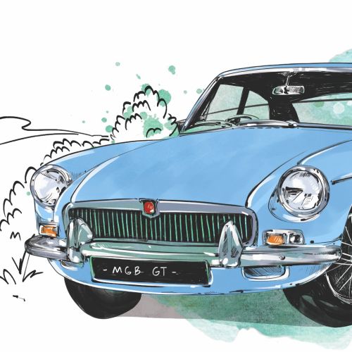 Amber Day's 1960s MGB GT car painting