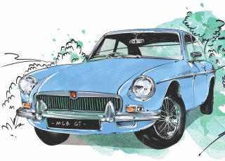 Pintura do carro MGB GT da década de 1960 de Amber Day