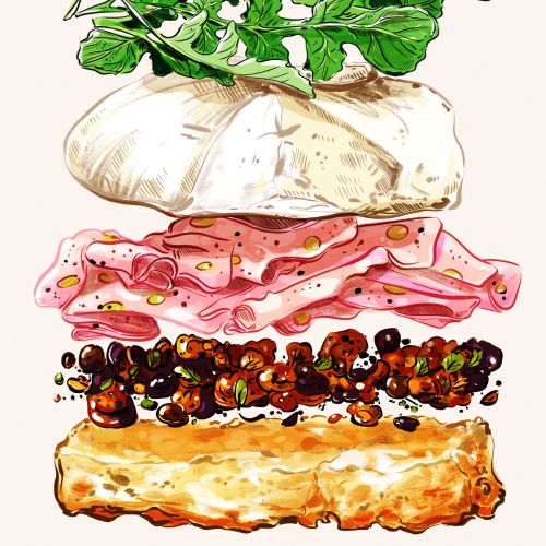 Italian sandwich watercolor painting