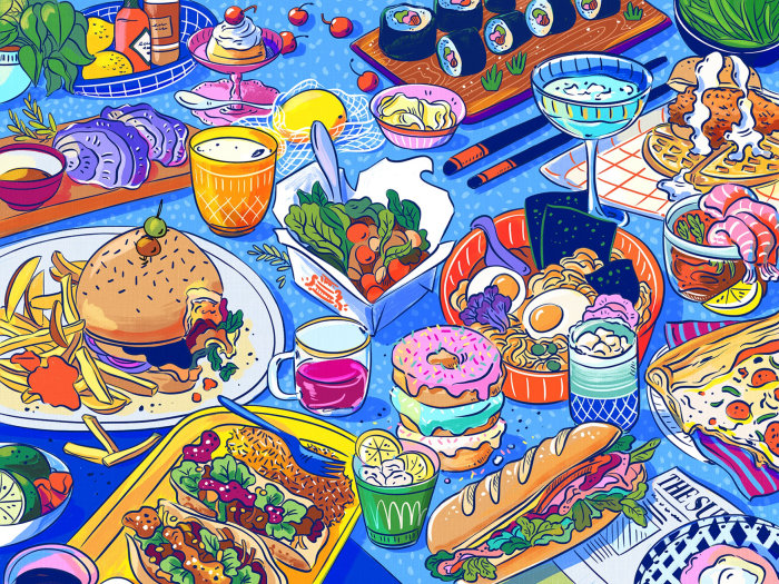 Vibrant illustration of picnic