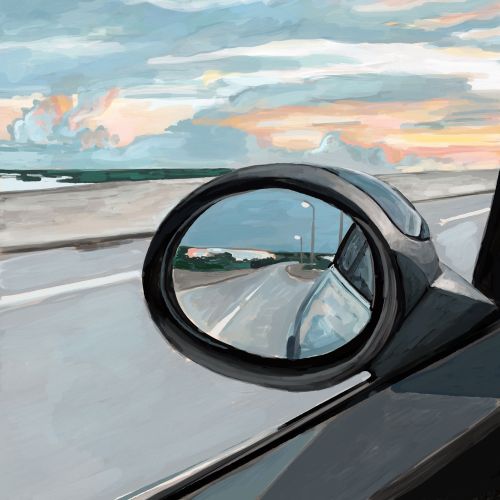 Acrylic artwork of view from car