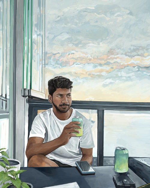 Portrait painting of Vikshay in North Greenwich
