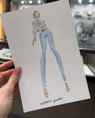 Event sketch of guest at Morgan's jewelry