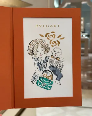 Cute babies painted live in watercolor at BVLGARI