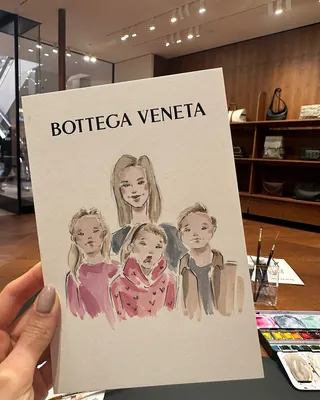 Family portrait drawing at Bottega Veneta fashion event