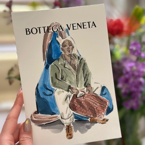 Chic fashion illustration inspired by Bottega Veneta