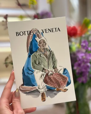 Chic fashion illustration inspired by Bottega Veneta