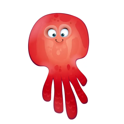 Cartoon mit rotem Oktopus