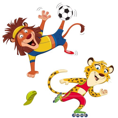 Cartoon Lion And Cheetah