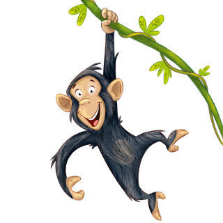 Mono colgado en la rama
