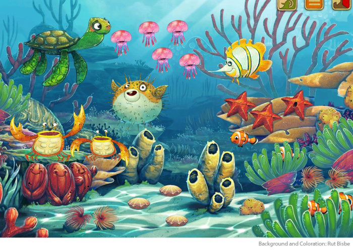 Ilustração de animais subaquáticos