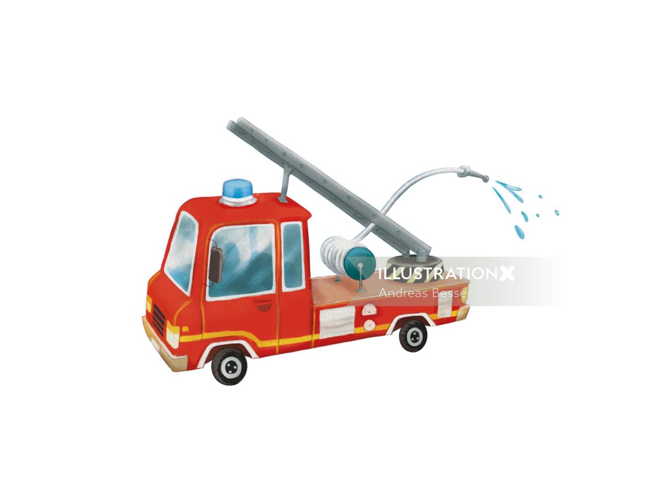 Conception d&#39;illustration du camion de pompiers
