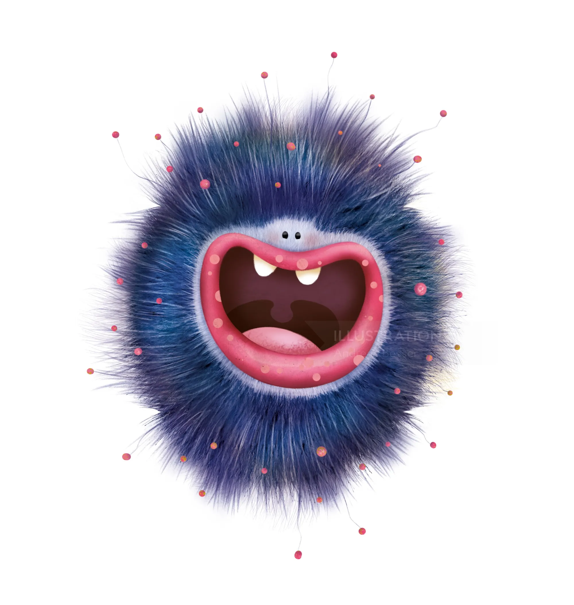 Blue furry cartoon monster with open mouth and teeth by Andreas Besser