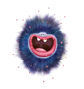 Blue furry cartoon monster with open mouth and teeth by Andreas Besser