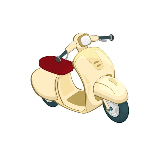 Cream retro scooter with red seat illustration by Andreas Besser