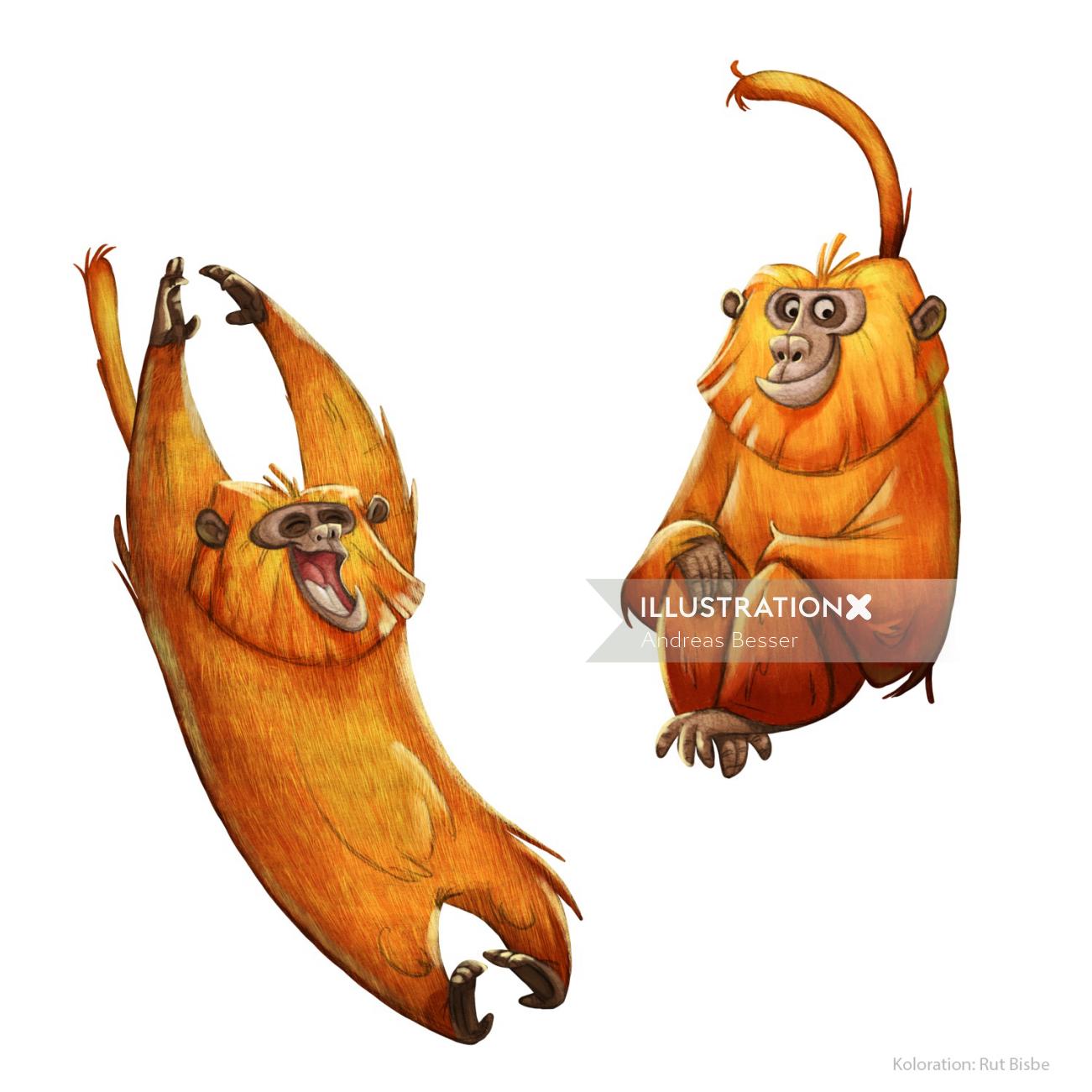 cartoon illustration of monkeys
