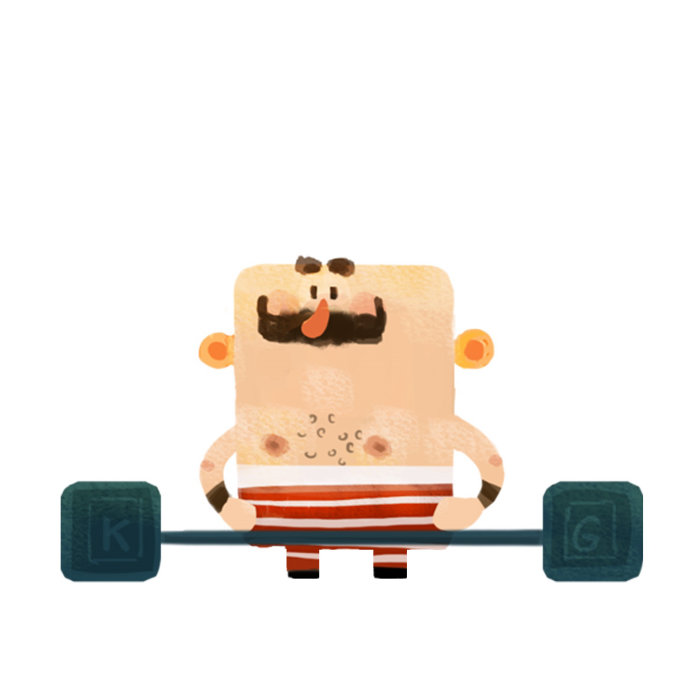 cartoon animation of weight lifting