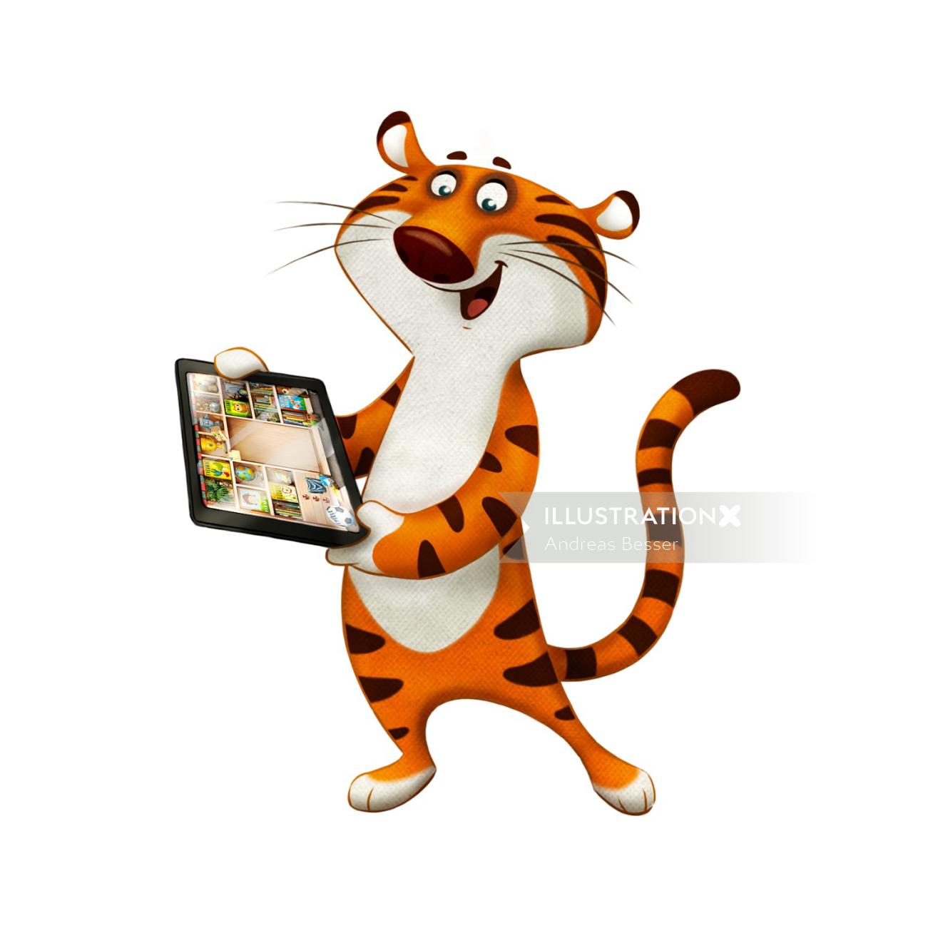 Animation de dessin animé de Happy Tiger