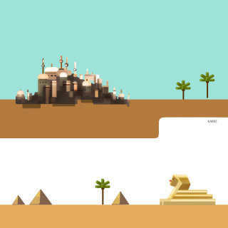 Illustration of city in desert

