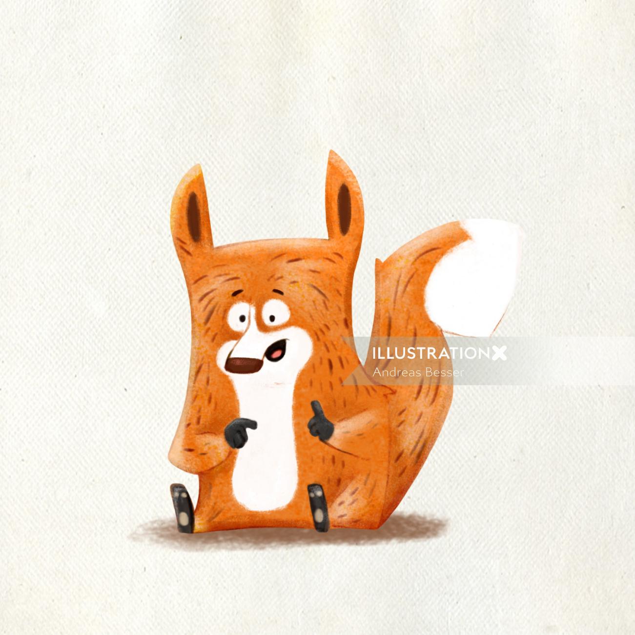character illustration of an scared animal
