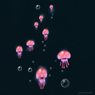 Illustration colorée de méduses
