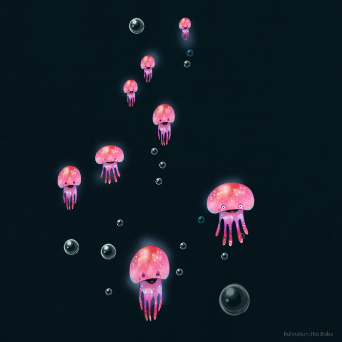 Ilustração colorida de medusas
